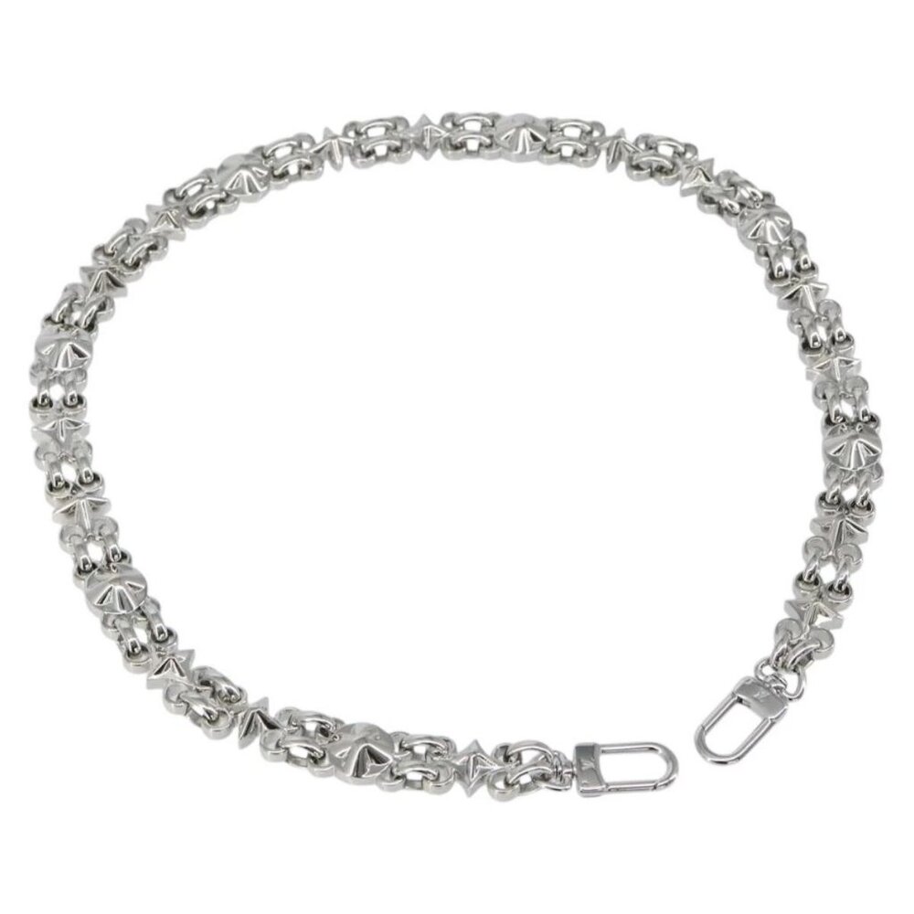 LOUIS VUITTON Chain Shoulder Strap metal 25.6"" Silver LV Auth 150636